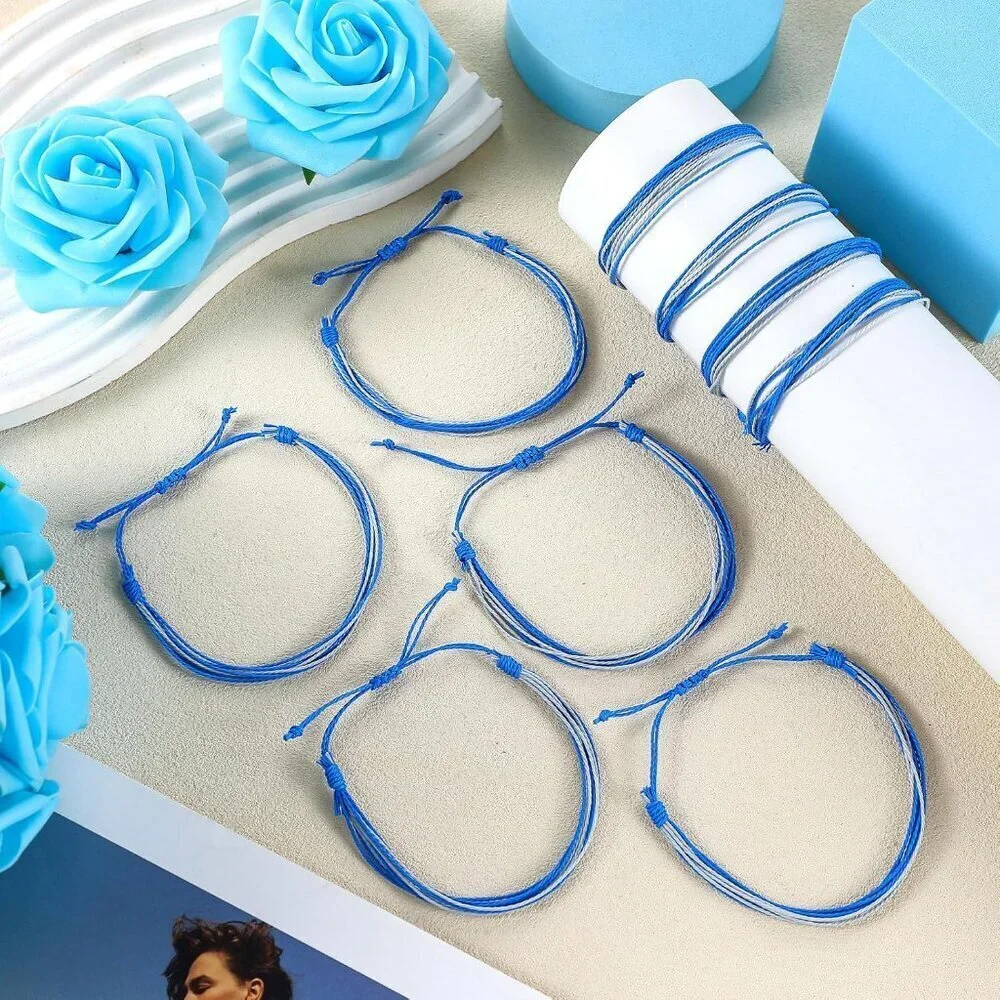 Awareness Bracelets Bulk 100 pcs Soft Wax Rope Adjustable for Charity